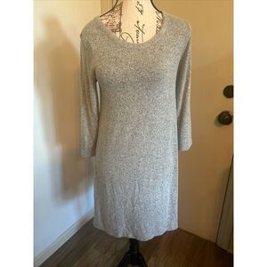 Pink Rose Dress Size S  Gray Knit Cutout Back A Line‎ Swing 3/4 Sleeve Womens